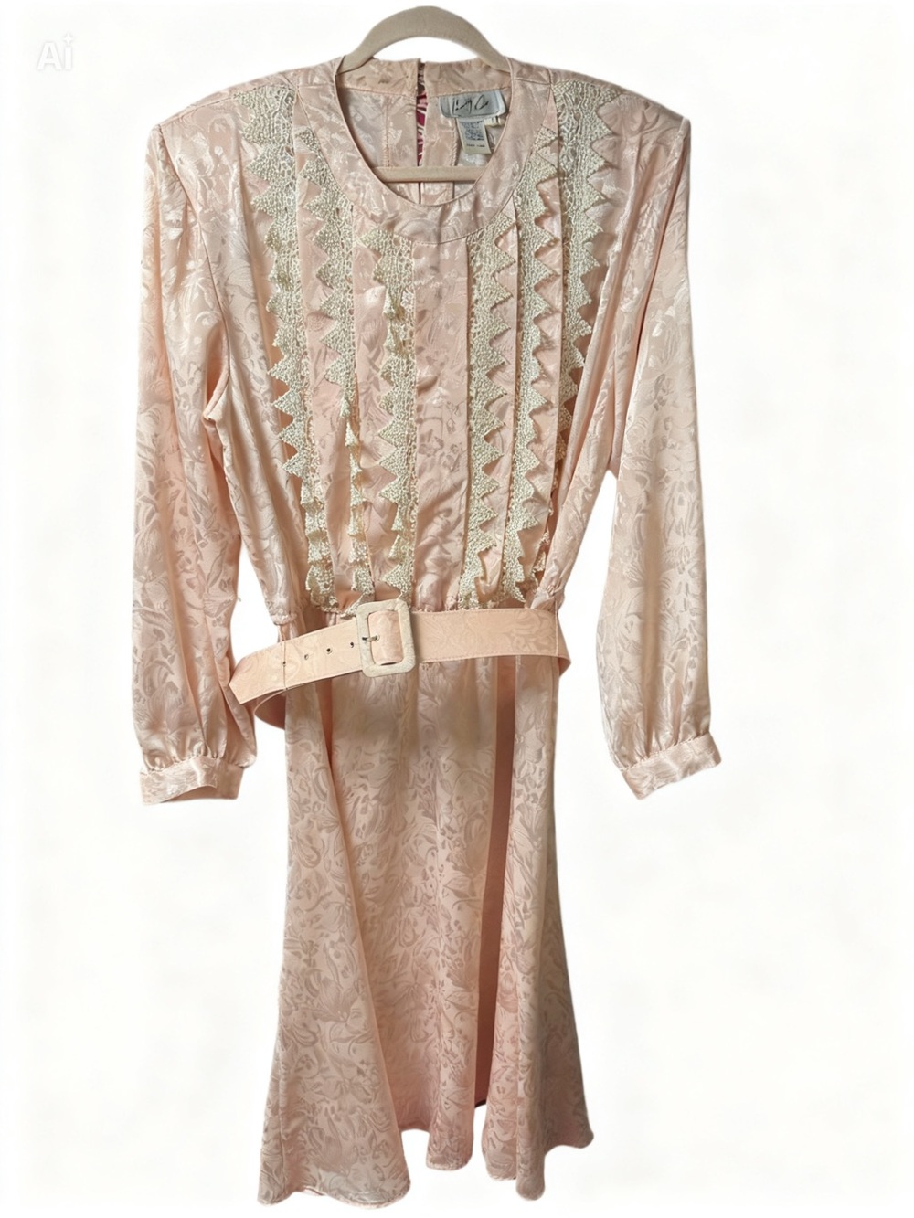 Kathy Che Vintage 1980s pastel peach/blush  dress